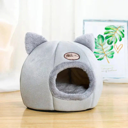 2024 Cat House Bed Soft Washable Grey 36cm