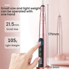 35000RPM Cordless Nail Drill Kit LED Pink