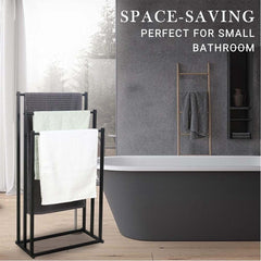 3 Tier Metal Towel Rack Freestanding Bathroom Organizer Rail
