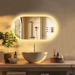 120x60cm LED Bathroom Mirror Oval Anti-Fog Dimmable Wall Mount