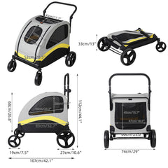 XL Dog Stroller Pet Pushchair Foldable Travel Cart