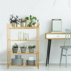 Bamboo 4 Tier Shelving Unit Kitchen Bedroom Bookshelf