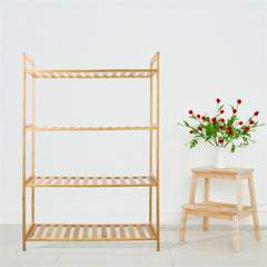 Bamboo 4 Tier Shelving Unit Kitchen Bedroom Bookshelf
