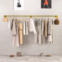 Vintage Iron Clothes Rail Gold Wall Mounted Garment Rack