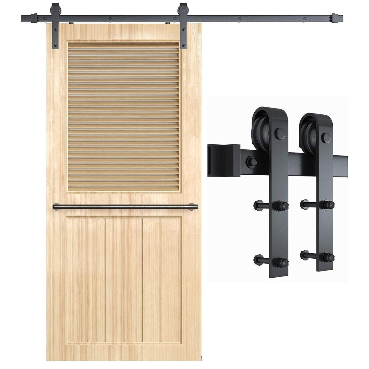 Sliding Barn Door Hardware Kit Heavy Duty Rust Resistant 2M