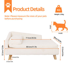 Luxury Pet Sofa Bed 80cm Rectangular Soft Anti-skid Couch