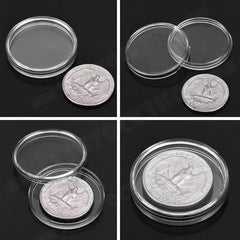 100pcs 46mm Clear Plastic Coin Holder Capsules Storage Box