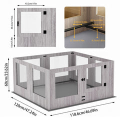 Large Dog Indoor Whelping Box, Tempered Glass & MDF