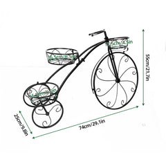Iron Tricycle Plant Stand Pot Holder Black Solid Pattern