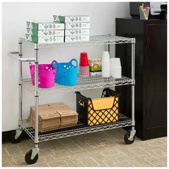 3 Tier Silver Storage Cart with 362.87kg Capacity