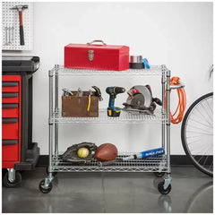 3 Tier Silver Storage Cart with 362.87kg Capacity