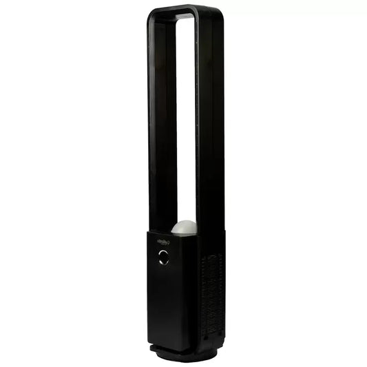 Black Bladeless Fan with Air Purifier, Oscillating, LED Display, Remote Control, 12 Speeds, 3 Modes