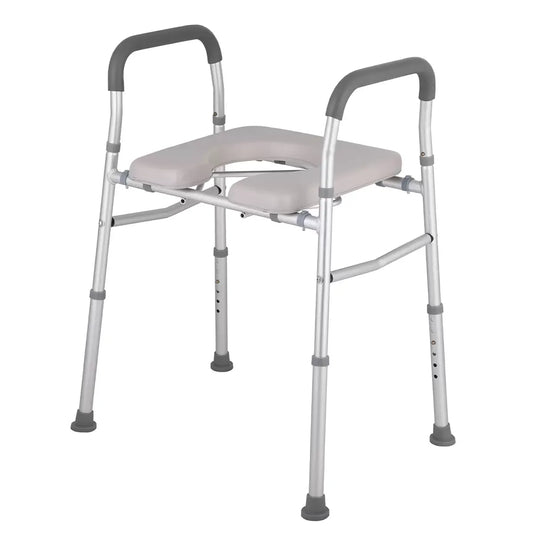 White Heavy Duty Bedside Commode, Raised Toilet Seat, Shower Chair, Adjustable Height 75.5-88cm