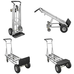 Black 4 In 1 Folding Toe Plate Hand Truck for Heavy Loads, Aluminium and Steel Hybrid