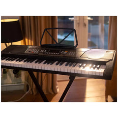 Black Digital Portable Keyboard Pack With Headphones, Stool, 61 Keys, 255 Voices, Adjustable Height Stand