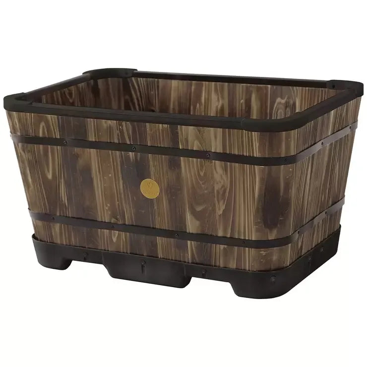 Burnt Oak 60cm Wooden Trough Planter 4 Pack - Durable Composite for Flowering Plants