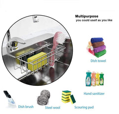 3-in-1 Adhesive Stainless Steel Sink Caddy Organizer Storage for Kitchen  Rustproof