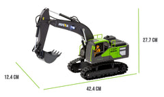 1:18 Scale 13-Channel Alloy Remote Control Excavator Construction Vehicle with Lights, Sound and Steam