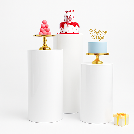 3pcs Metal Round Plinth Cylinder Pedestal Stand Wedding Decoration Cake Flower
