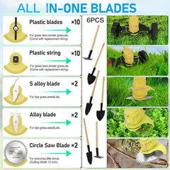 Yellow Whipper Snipper Mower Cordless Grass Trimmer Lawn Cutter Battery Brushcutter