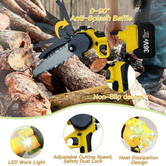 NEW 36V 8" Mini Cordless Electric Chainsaw 2XBattery  Wood Cutter Rechargeable