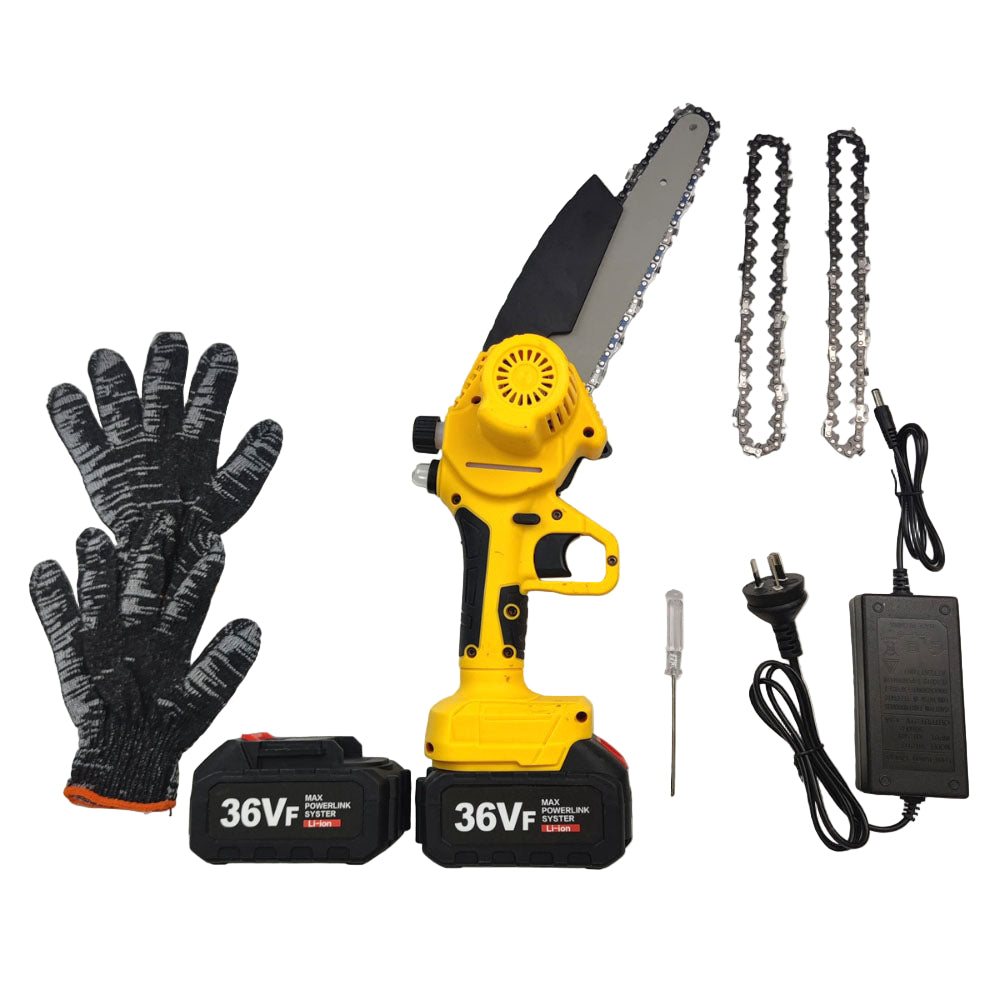 36V 8" Mini Cordless Electric Chainsaw 2XBattery 36V Wood Cutter Rechargeable