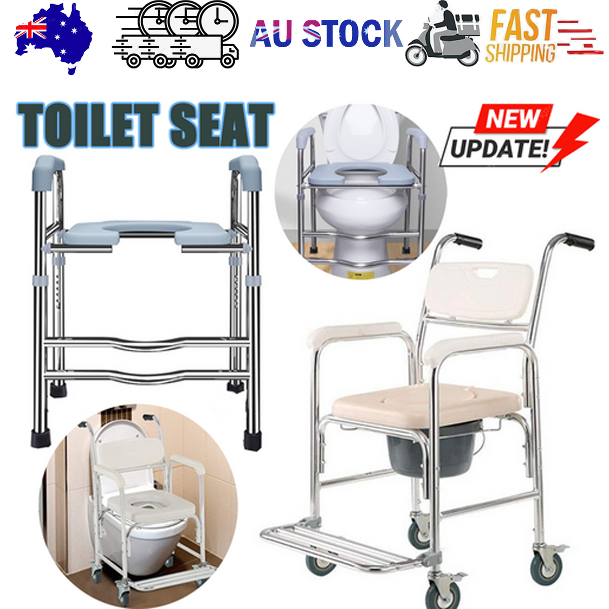Upgrade Raised Toilet Seat 19.3"-25.2" 150kg Universal Toilet Riser for Elderly