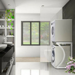UPGRADE ORIGINAL Dryer Stand Maxi: Portable Dryer Rack Heavy Duty Steel Capacity white for Washer/Dryer/Mini Fridge