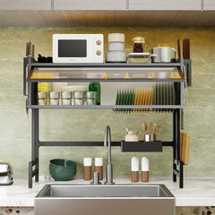 85CM Over The Sink Dish Drying Rack Carbon Steel Space Saving Above for Kitchen