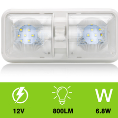 2pcs 12V RV Interior LED Ceiling Light Boat Camper Caravan Trailer Double Dome Light