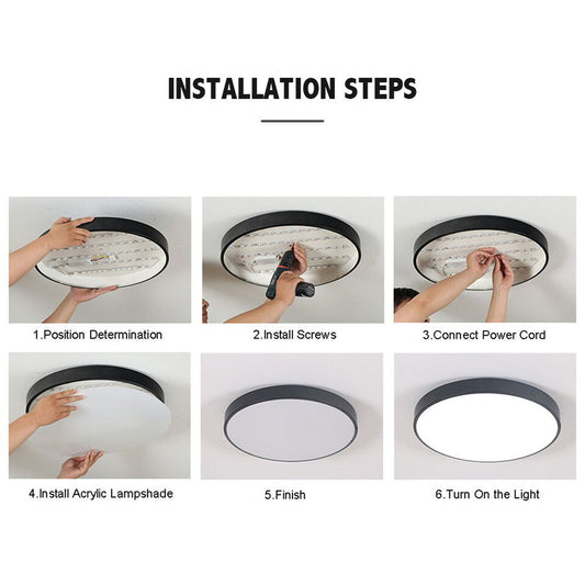 40cm black LED Ceiling Light Round 18W / 24W Oyster Lamp Modern Cool White Light