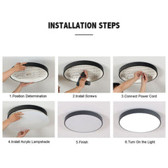 40cm black LED Ceiling Light Round 18W / 24W Oyster Lamp Modern Cool White Light