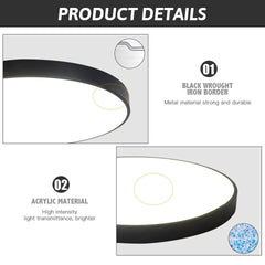 40cm black LED Ceiling Light Round 18W / 24W Oyster Lamp Modern Cool White Light