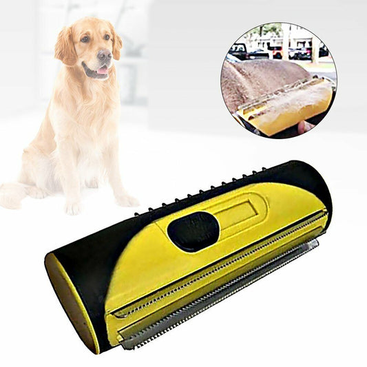 Pet Dog Cat Hair Fur Deshedding Shedding Trimmer Grooming Roll Comb Brush yellow