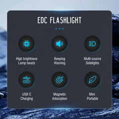 V10 EDC Keychain Flashlight Type-C Rechargeable Lamp Camping Fishing Torch With Magnet UV Light