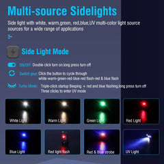 V10 EDC Keychain Flashlight Type-C Rechargeable Lamp Camping Fishing Torch With Magnet UV Light