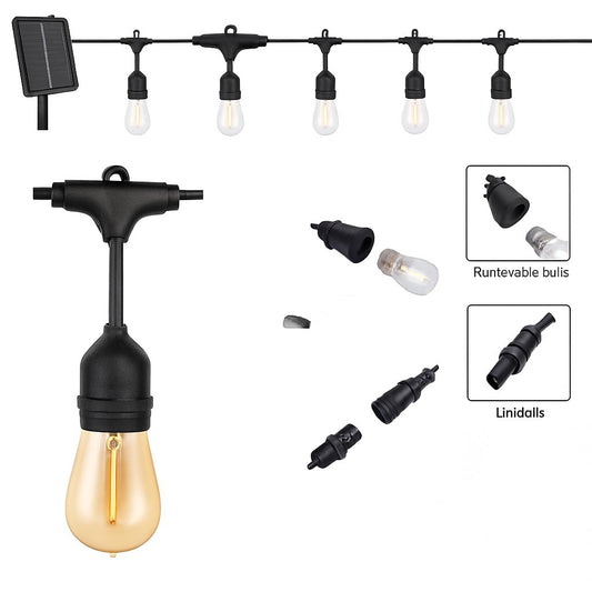 Solar Power 15LED 48FT Festoon String Lights Wedding Party Lights Waterproof