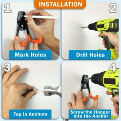 20-Pack Heavy Duty Garage Storage Hooks – Anti-Slip Steel Hangers for Tools, Ladder & Bikes