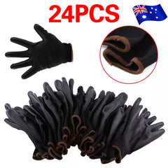 24PCS Antistatic Nylon Gloves Work Safety Working Mechanic Gloves Garden Builder