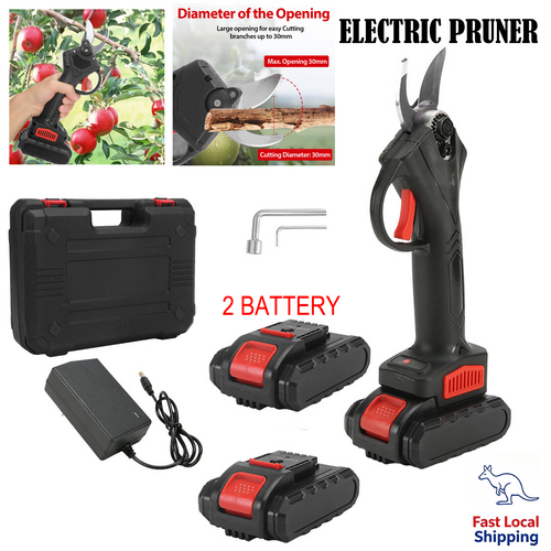 Electric Pruner 2 Battery Cordless Secateur Branch Scissor Cutter Shears