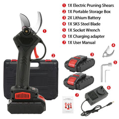 Electric Pruner 2 Battery Cordless Secateur Branch Scissor Cutter Shears
