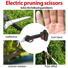 Electric Pruner 2 Battery Cordless Secateur Branch Scissor Cutter Shears