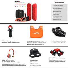 X-BULL Winch Recovery Kit Snatch Strap Off Road 4WD Mounting Pins Recovery Tracks Boards Gen 2.0