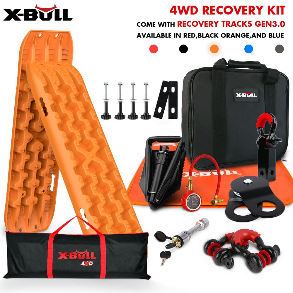 X-BULL Winch Recovery Kit with Recovery Tracks Boards Gen 3.0 Mounting Pins Snatch Strap Off Road 4WD