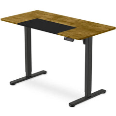 FORTIA Sit To Stand Standing Desk, 120x60cm, 72-118cm Electric Height Adjustable, Walnut Style Desktop Black Frame