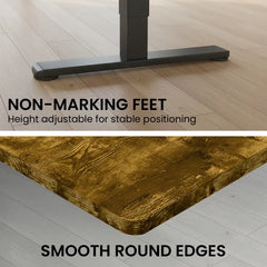 FORTIA Sit To Stand Standing Desk, 120x60cm, 72-118cm Electric Height Adjustable, Walnut Style Desktop Black Frame