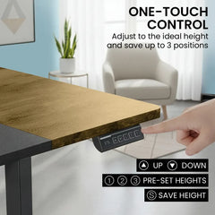 FORTIA Sit To Stand Standing Desk, 120x60cm, 72-118cm Electric Height Adjustable, Walnut Style Desktop Black Frame