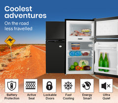 GECKO 95L Portable Upright Fridge, 12V/24V for Motorhome, Caravan, Black