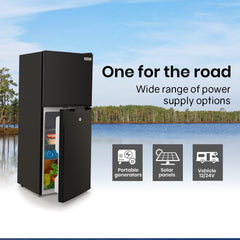 GECKO 125L Portable Upright Fridge, 12V/24V for Motorhome, Caravan, Black