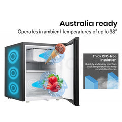 GECKO 57L Portable Camping Bar Fridge with Freezer 12V/24V, Black